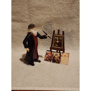 2005 Accoutrements Leonardo Da Vinci Action Figure With Paintings COMPLETE